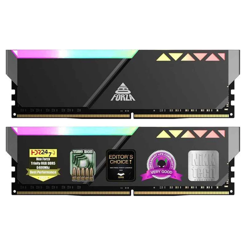 Neo Forza TRINITY 32GB (2x16GB) DDR5 U-DIMM RGB 5600MHz CL40 1.35V Memory Kit with Heat Sink (Black) (NMGD516F82-5600EI20)