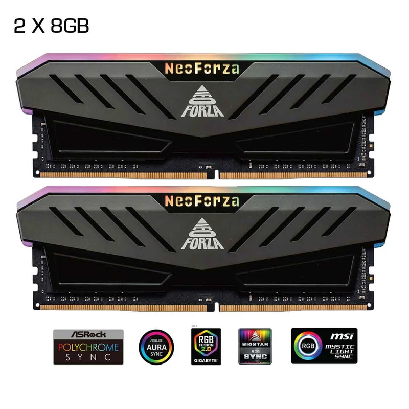 Neo Forza MARS DDR4 U-DIMM RGB 3200MHz CL16 1.35V Memory Kit with Heat Sink (1x8GB, 2x8GB)