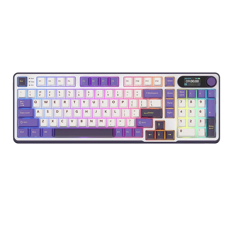 Royal Kludge RK-S98 Tri-Mode RGB 98 Keys Hot Swappable Mechanical Keyboard Blackberry Mousse (Chartreuse Switch, Blue Switch, Beige Switch)