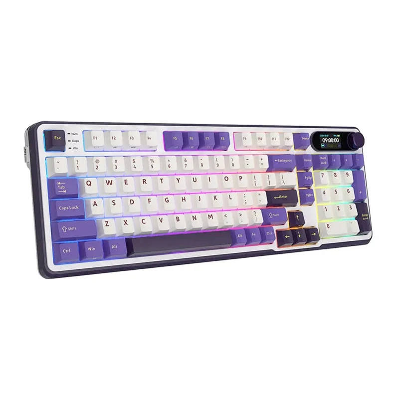 Royal Kludge RK-S98 Tri-Mode RGB 98 Keys Hot Swappable Mechanical Keyboard Blackberry Mousse (Chartreuse Switch, Blue Switch, Beige Switch)