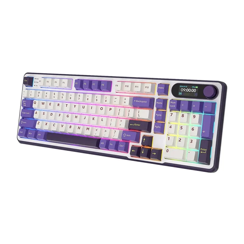 Royal Kludge RK-S98 Tri-Mode RGB 98 Keys Hot Swappable Mechanical Keyboard Blackberry Mousse (Chartreuse Switch, Blue Switch, Beige Switch)