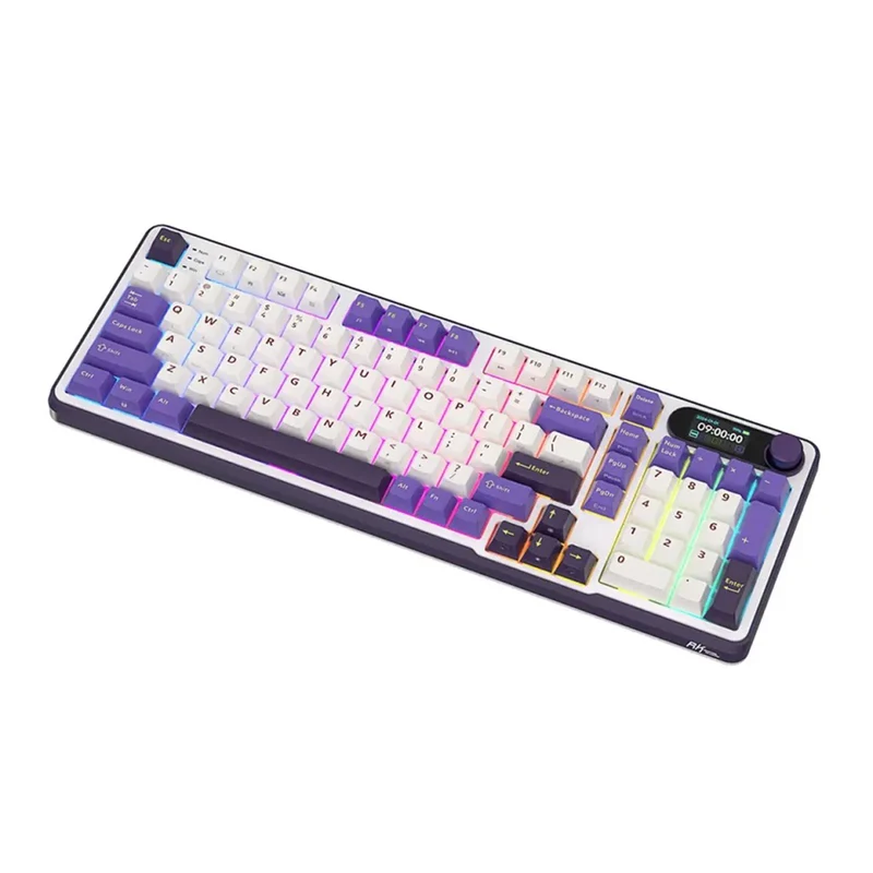 Royal Kludge RK-S98 Tri-Mode RGB 98 Keys Hot Swappable Mechanical Keyboard Blackberry Mousse (Chartreuse Switch, Blue Switch, Beige Switch)