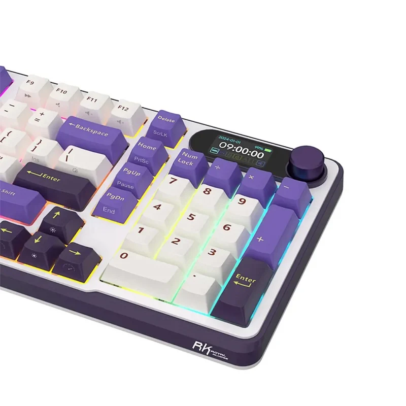 Royal Kludge RK-S98 Tri-Mode RGB 98 Keys Hot Swappable Mechanical Keyboard Blackberry Mousse (Chartreuse Switch, Blue Switch, Beige Switch)