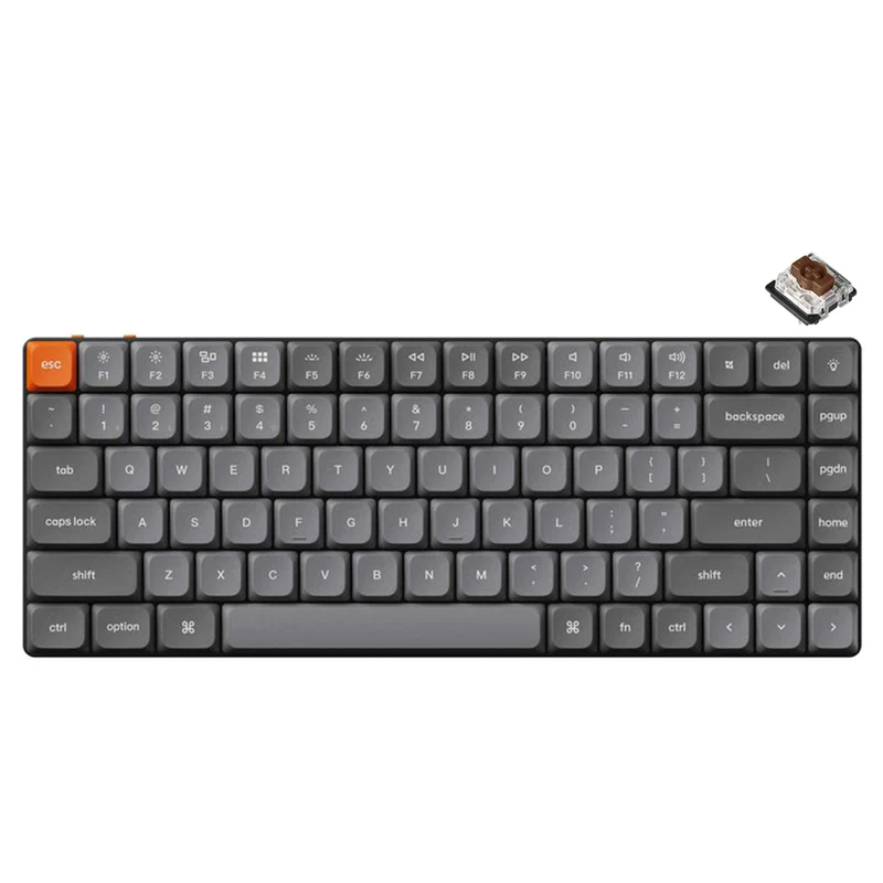 Keychron K3 Max QMK/Via RGB Backlit Hot-Swappable Compact Wireless Custom Mechanical Keyboard - Black/Grey (Low Profile Gateron Mechanical Brown Switch) (K3M-H3) (Red Switch, Blue Switch, Brown Switch)