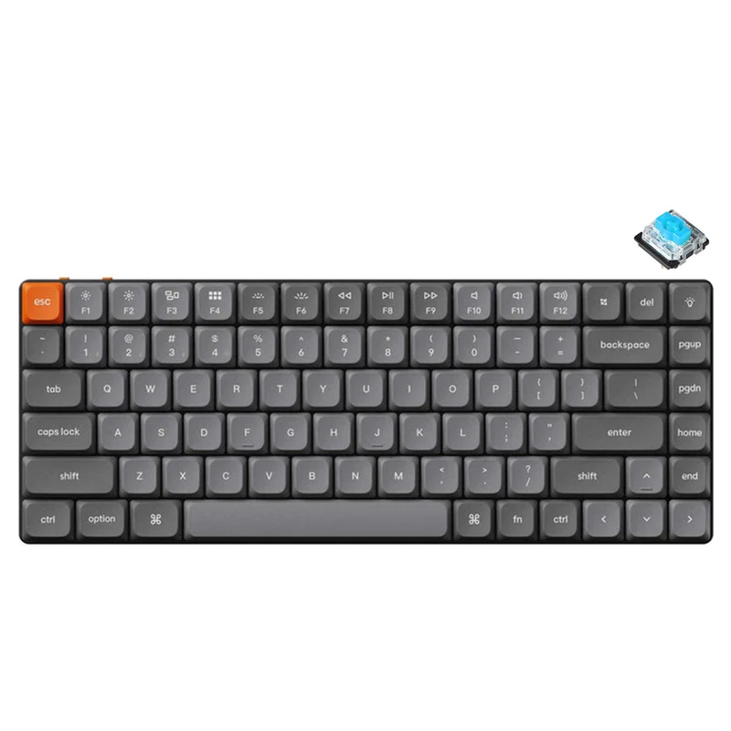 Keychron K3 Max QMK/Via RGB Backlit Hot-Swappable Compact Wireless Custom Mechanical Keyboard - Black/Grey (Low Profile Gateron Mechanical Brown Switch) (K3M-H3) (Red Switch, Blue Switch, Brown Switch)