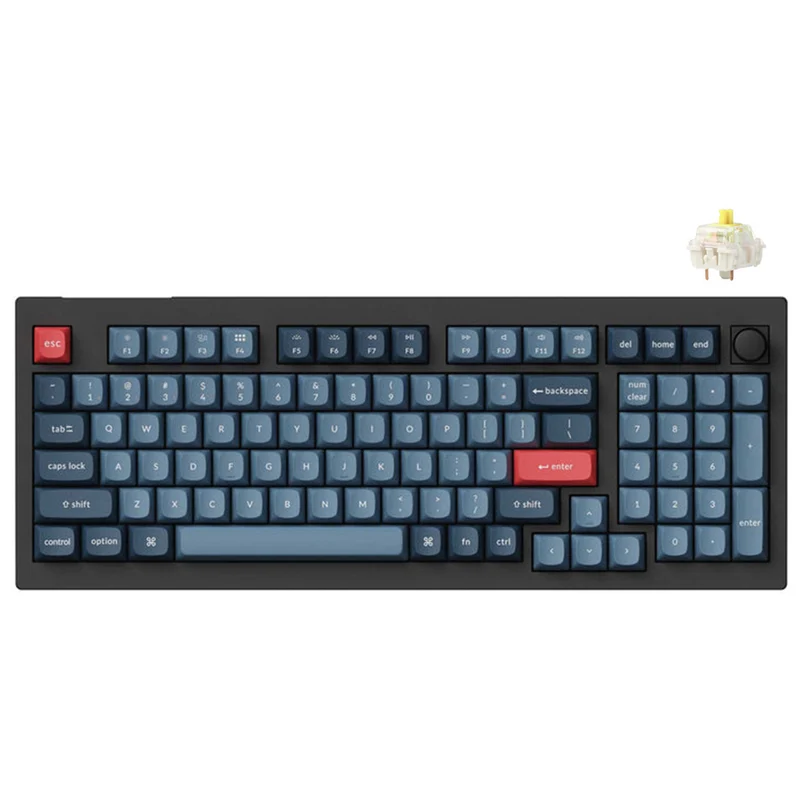 Keychron V5 Max QMK/Via Fully-Assembled W/ Knob RGB Backlit Hot-Swappable 96% Wireless Custom Mechanical Keyboard - Carbon Black (Gateron Jupiter Red Switch, Gateron Jupiter Brown Switch, Gateron Jupiter Banana Switch)