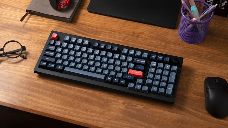 Keychron V5 Max QMK/Via Fully-Assembled W/ Knob RGB Backlit Hot-Swappable 96% Wireless Custom Mechanical Keyboard - Carbon Black (Gateron Jupiter Red Switch, Gateron Jupiter Brown Switch, Gateron Jupiter Banana Switch)