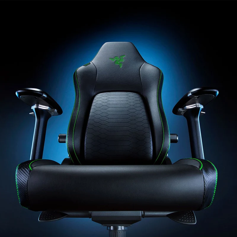 Razer Iskur V2 Gaming Chair With Built-In Lumbar Support (Leather - Black/Green, Leather - Black, Fabric - Dark Gray)