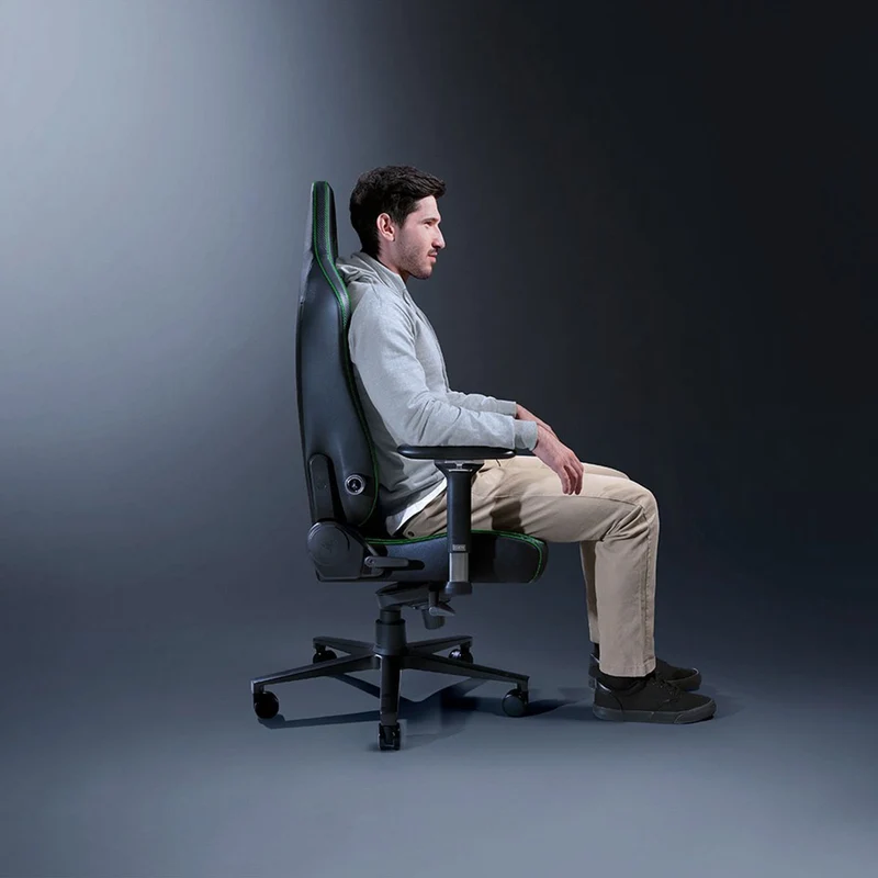 Razer Iskur V2 Gaming Chair With Built-In Lumbar Support (Leather - Black/Green, Leather - Black, Fabric - Dark Gray)