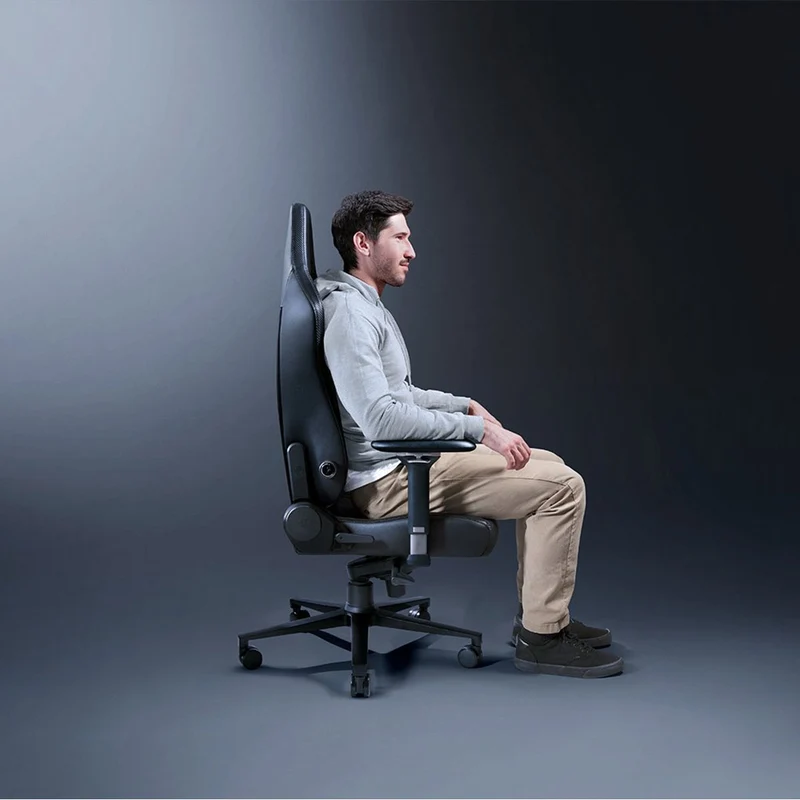 Razer Iskur V2 Gaming Chair With Built-In Lumbar Support (Leather - Black/Green, Leather - Black, Fabric - Dark Gray)
