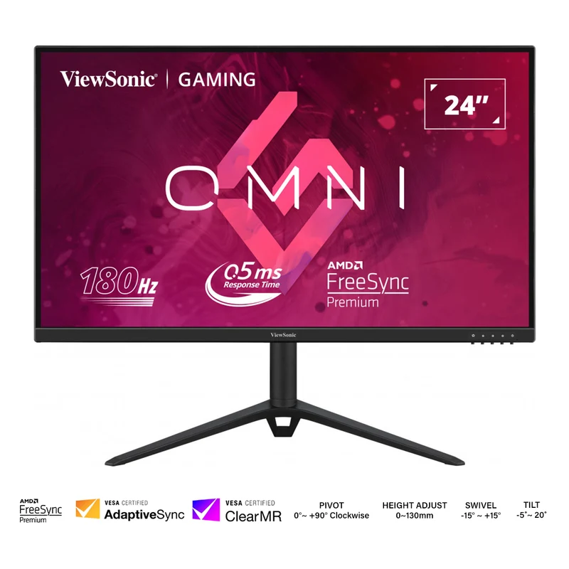 Viewsonic Omni VX2428J 24" FHD (1920x1080) 180Hz 0.5ms MPRT w/ Tilt, Pivot, Swivel, Height Adjustments Fast IPS Gaming Monitor