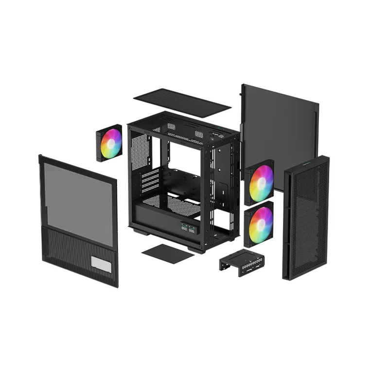 Deepcool CH360 Digital Micro Tower Mini-ITX/Micro ATX Case With Digital Display Screen With Tempered Glass Window (Black, White)