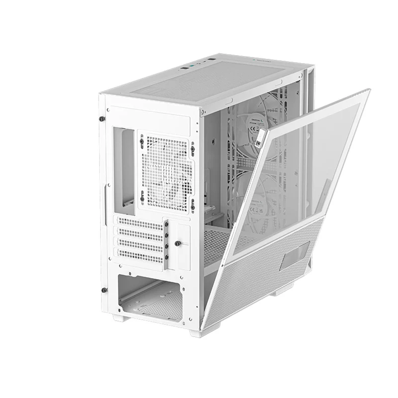 Deepcool CH360 Digital Micro Tower Mini-ITX/Micro ATX Case With Digital Display Screen With Tempered Glass Window (Black, White)