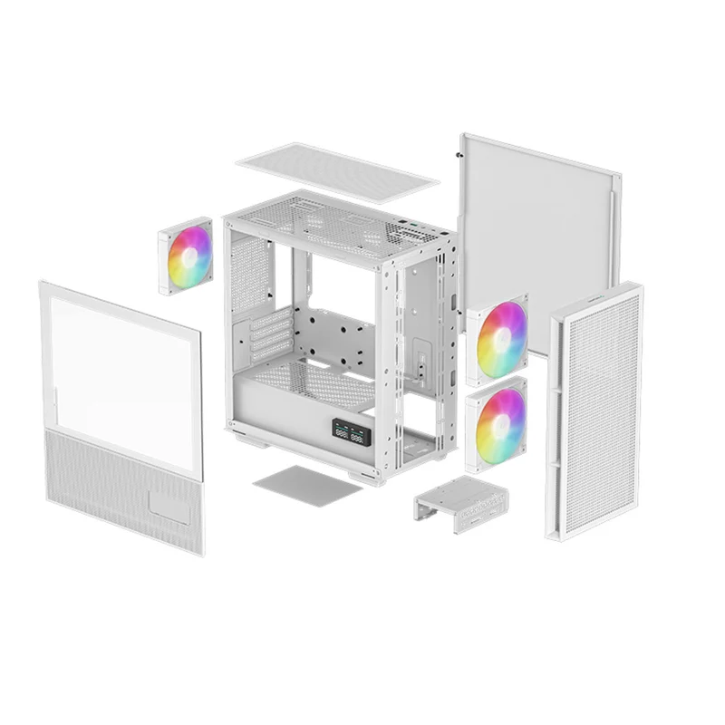 Deepcool CH360 Digital Micro Tower Mini-ITX/Micro ATX Case With Digital Display Screen With Tempered Glass Window (Black, White)