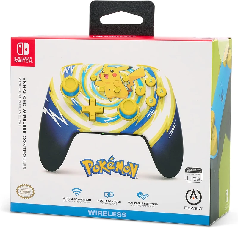 Power A NSW Enhanced Wireless Controller Pikachu Vortex For Nintendo Switch (1523595-01)