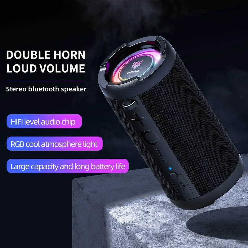Onikuma L20 RGB Outdoor Bluetooth Portable Speaker IPX7 Waterproof Dual Speakers