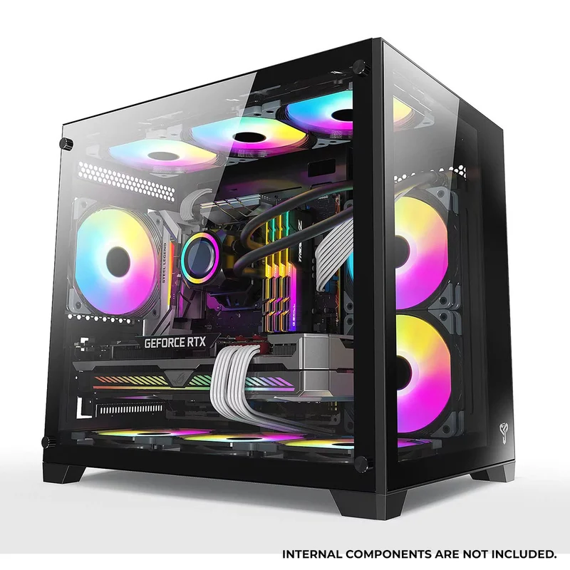 Trendsonic Olaf OL31M Dual Chamber TG Gaming Micro ATX Case (Black, White)