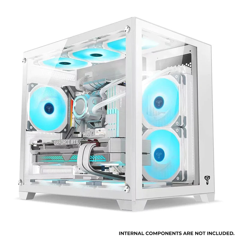 Trendsonic Olaf OL31M Dual Chamber TG Gaming Micro ATX Case (Black, White)