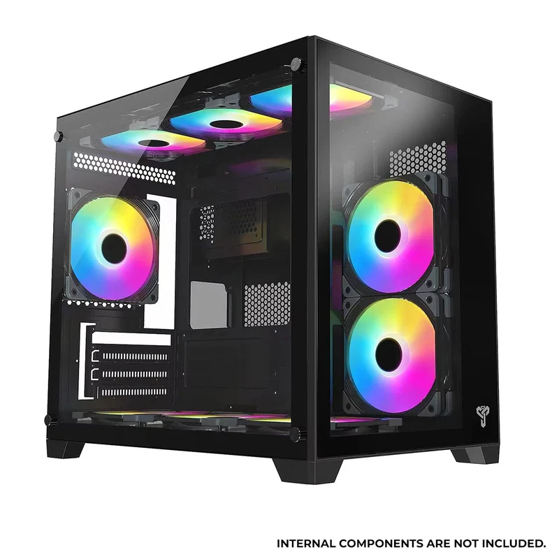 Trendsonic Olaf OL31M Dual Chamber TG Gaming Micro ATX Case (Black, White)