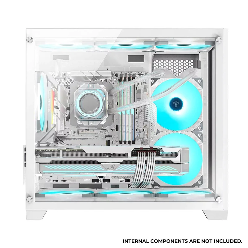 Trendsonic Olaf OL31M Dual Chamber TG Gaming Micro ATX Case (Black, White)