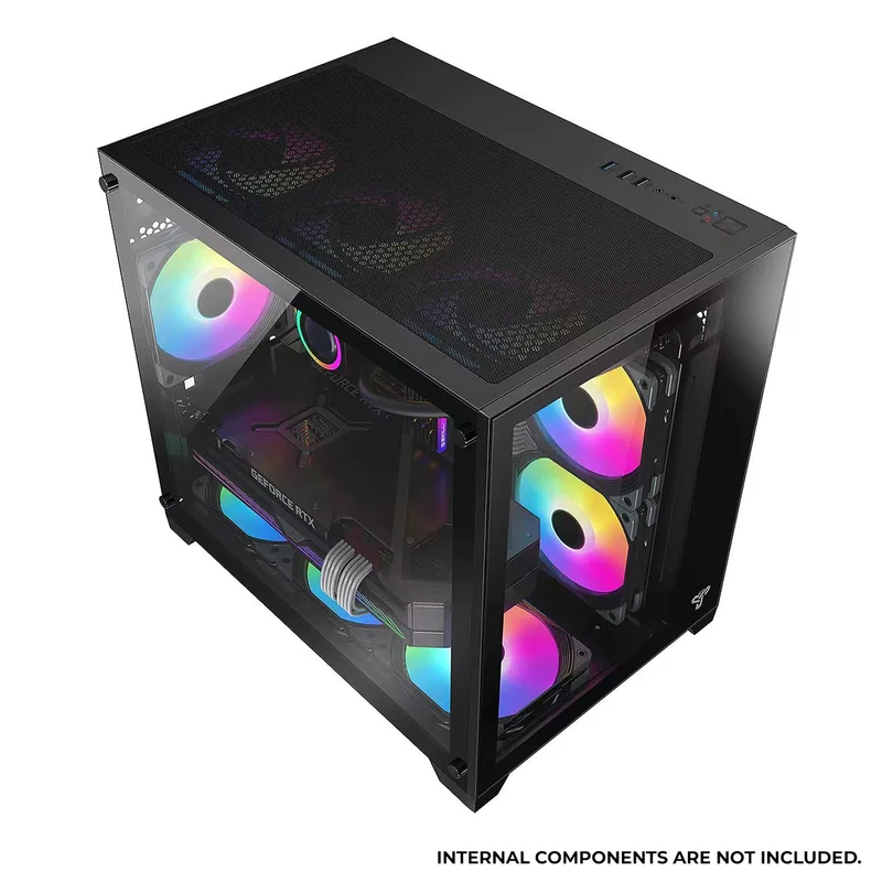 Trendsonic Olaf OL31M Dual Chamber TG Gaming Micro ATX Case (Black, White)