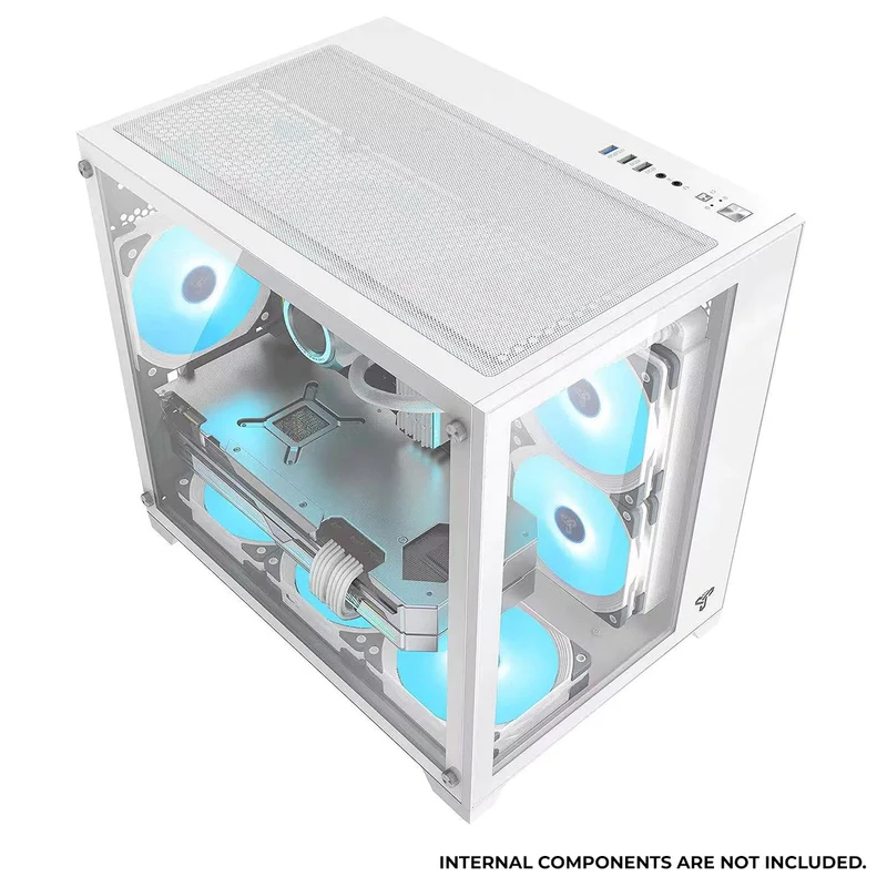Trendsonic Olaf OL31M Dual Chamber TG Gaming Micro ATX Case (Black, White)