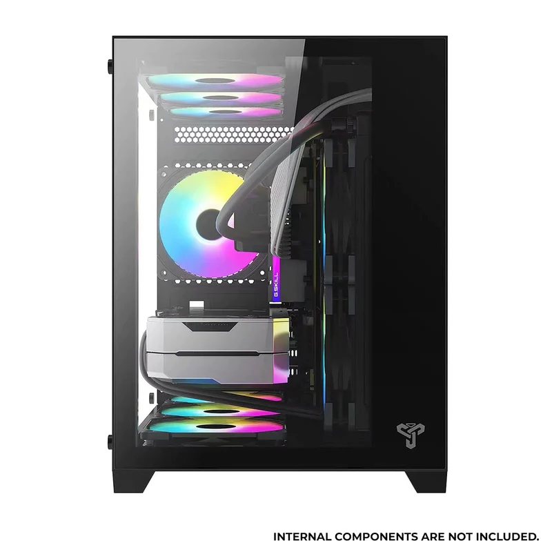 Trendsonic Olaf OL31M Dual Chamber TG Gaming Micro ATX Case (Black, White)