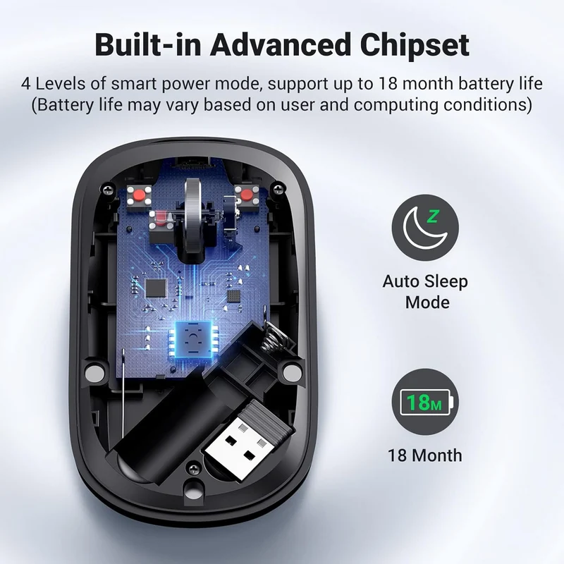 UGreen 2.4GHZ & BT Portable Wireless Mouse (Black, Grey)