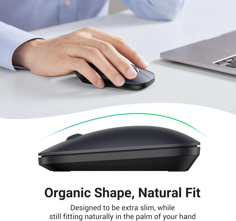 UGreen 2.4GHZ & BT Portable Wireless Mouse (Black, Grey)