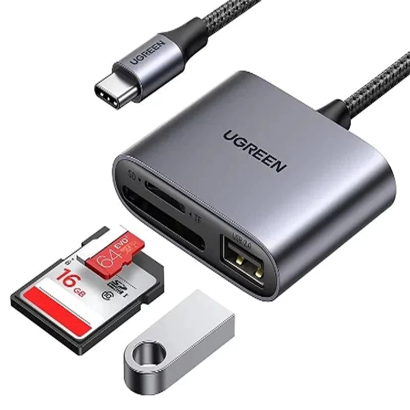 UGreen USB-C SD/TF+USB Multifunction Card Reader (Grey) (CM387/80798)