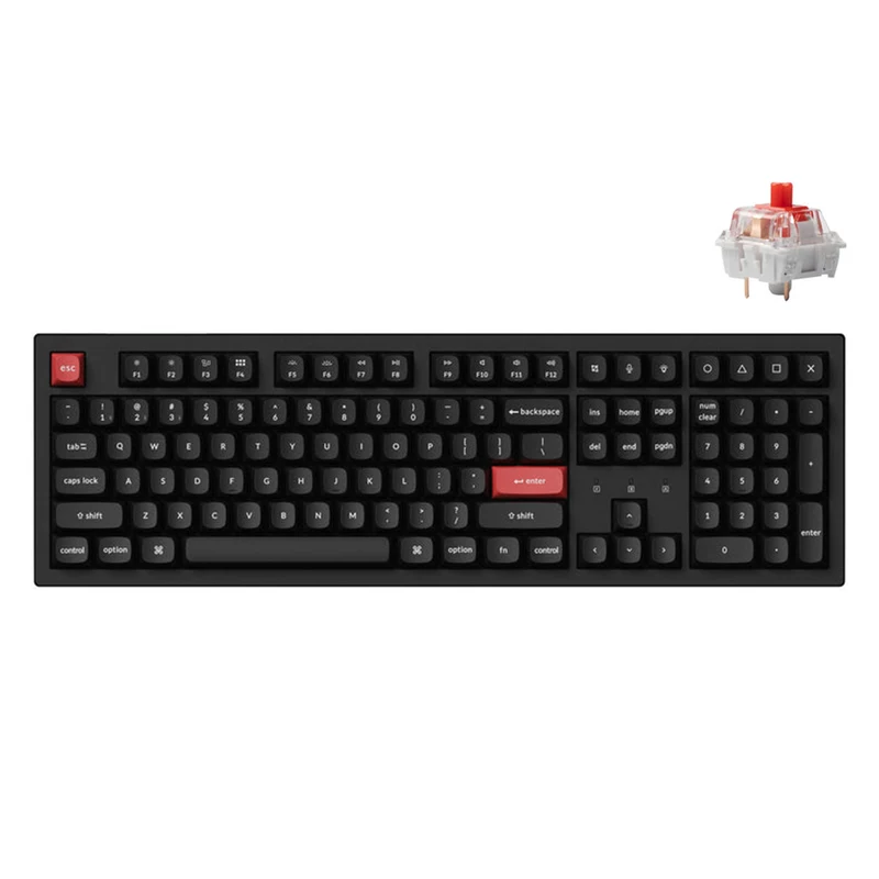 Keychron K10 Pro QMK/Via Fully-Assembled RGB Backlit Full Size Wireless Mechanical Keyboard (Black)