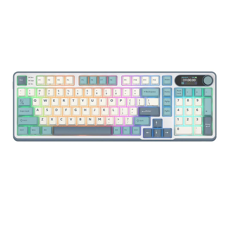 Royal Kludge RK-S98 Tri-Mode RGB 98 Keys Hot Swappable Mechanical Keyboard Light Cloud (Brown Switch, Chartreuse Switch, Beige Switch, Blue Switch)