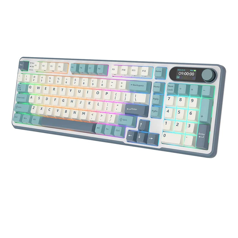 Royal Kludge RK-S98 Tri-Mode RGB 98 Keys Hot Swappable Mechanical Keyboard Light Cloud (Brown Switch, Chartreuse Switch, Beige Switch, Blue Switch)
