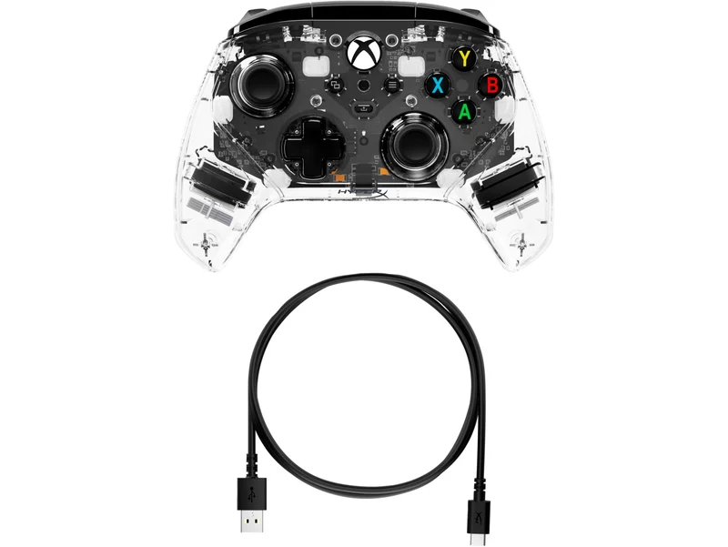 HyperX Clutch Gladiate RGB Wired Gaming Controller w/ Full Body RGB Lighting for Xbox (Clear)