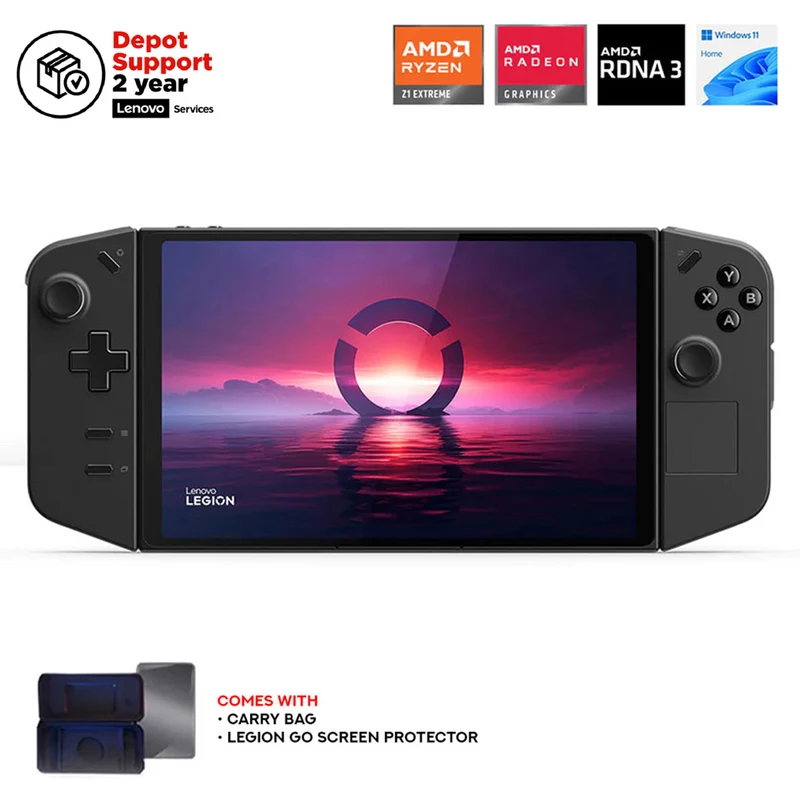 Lenovo Legion Go 8APU1 83E10054PH AMD Ryzen Z1 Extreme 8.8" WQXGA (2560X1600) IPS 144HZ 16GB RAM 512GB SSD Windows 11 Home Handheld Gaming Console (Shadow Black) + Carry Bag + Legion Go Screen Protector | With Lenovo Legion Go 2-Year Official Warranty