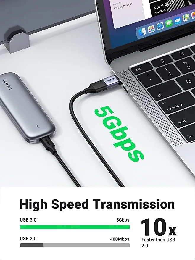 UGREEN USB-C 3.1 Male To USB-A 3.0 Female OTG Adapter (Space Gray) (US270/50283)