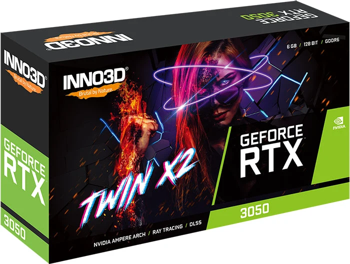 INNO3D GeForce RTX 3050 Twin X2 OC 8GB GDDR6 Graphics Card (Black) (N30502-08D6X-1711VA41)