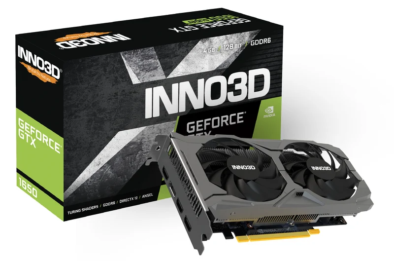 INNO3D GeForce GTX 1650 Twin X2 OC V3 4GB GDDR6 Graphics Card (Black) (N16502-04D6X-171330N)