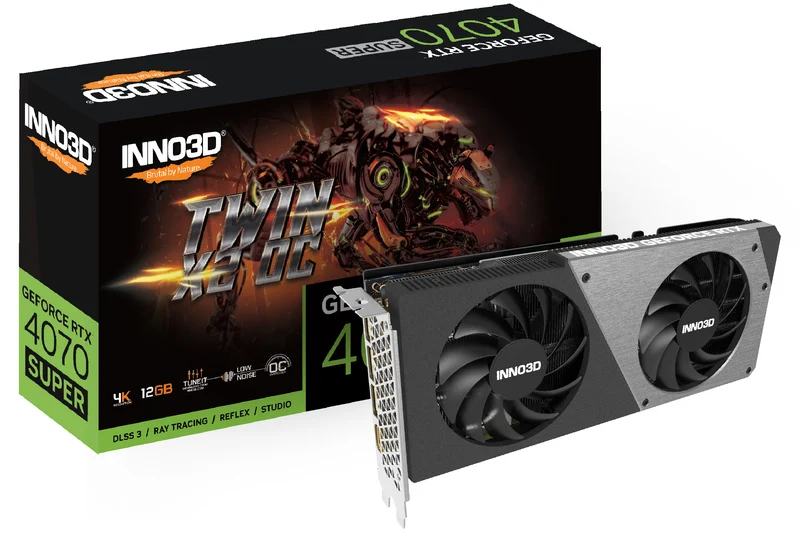 INNO3D GeForce RTX 4070 Super Twin X2 12GB OC GDDR6X Graphics Card (Black) (N407S2-126XX-186162N)