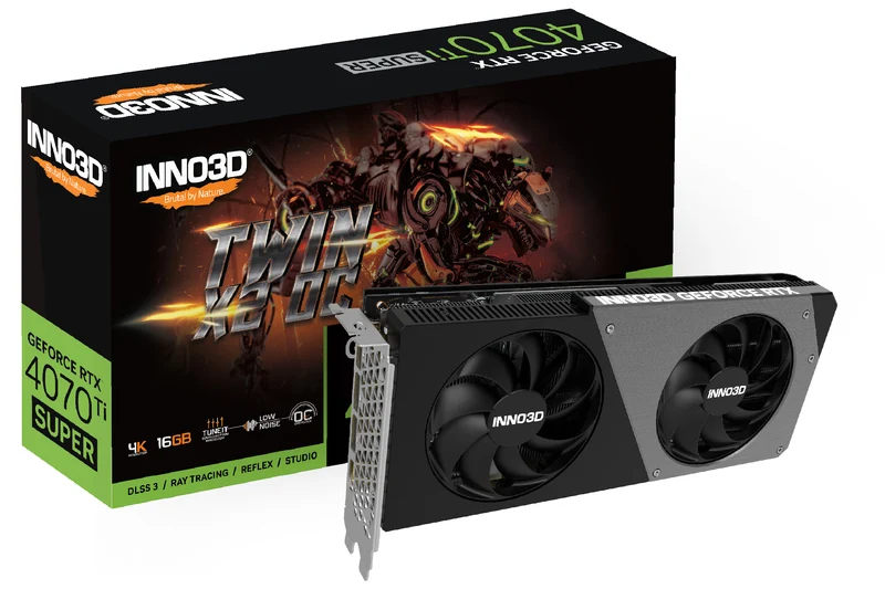 INNO3D GeForce RTX 4070 Ti Super Twin X2 OC 16GB GDDR6X Graphics Card (Black) (N407TS2-166XX-186156N)
