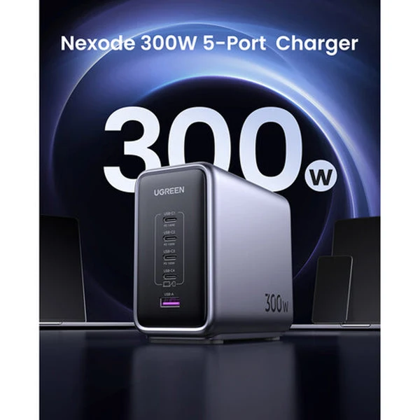 UGreen Nexode 300W 5-Port PD GAN Fast Charger (Black) (CD333/90872B)