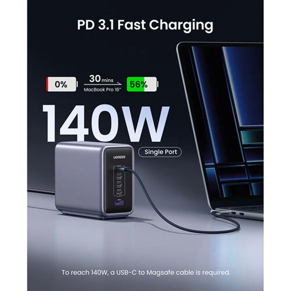 UGreen Nexode 300W 5-Port PD GAN Fast Charger (Black) (CD333/90872B)