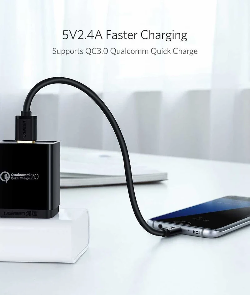 UGreen Micro USB Male To USB 2.0 A Male Cable - 2M (Black) (US289/60138)