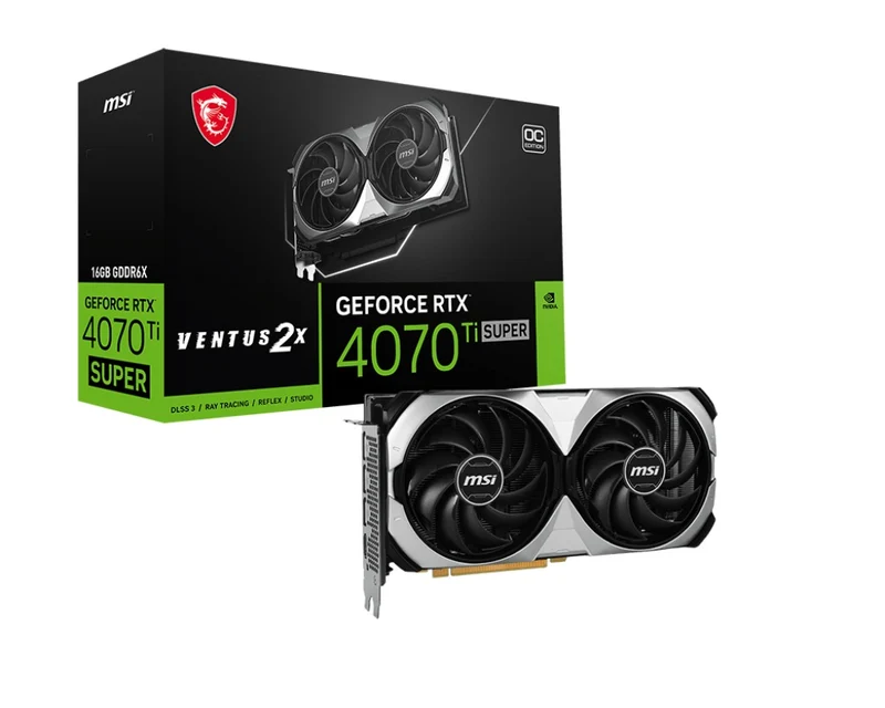 MSI GeForce RTX 4070 TI Super 16GB Ventus 2X OC GDDR6X Graphics Card (Black)