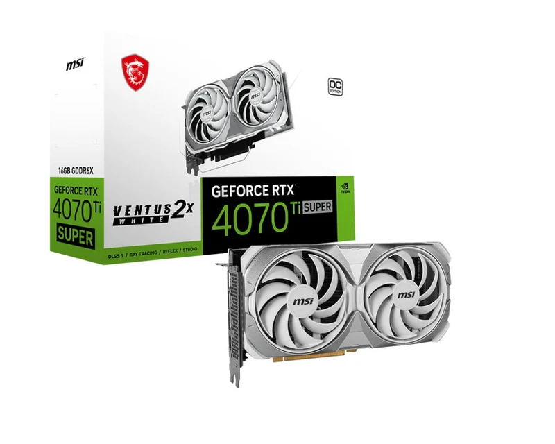 MSI GeForce RTX 4070 TI Super 16GB Ventus 2X OC GDDR6X Graphics Card (White)