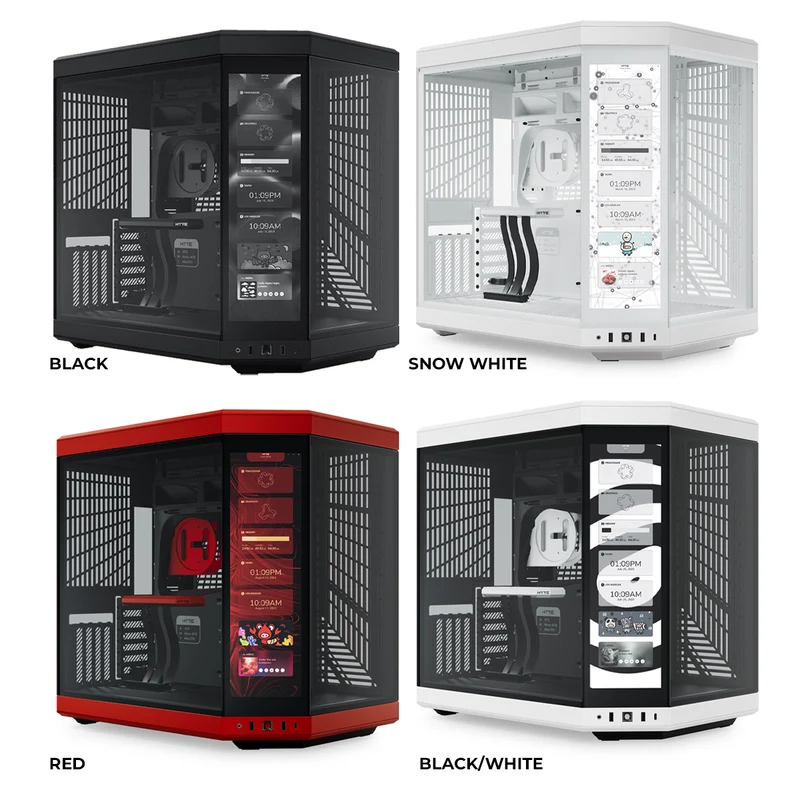 Hyte Y70 Touch LCD Dual Chamber Mid-Tower ATX Modern Aesthetic Case (Snow White, Black, Black/White, Black/Red)