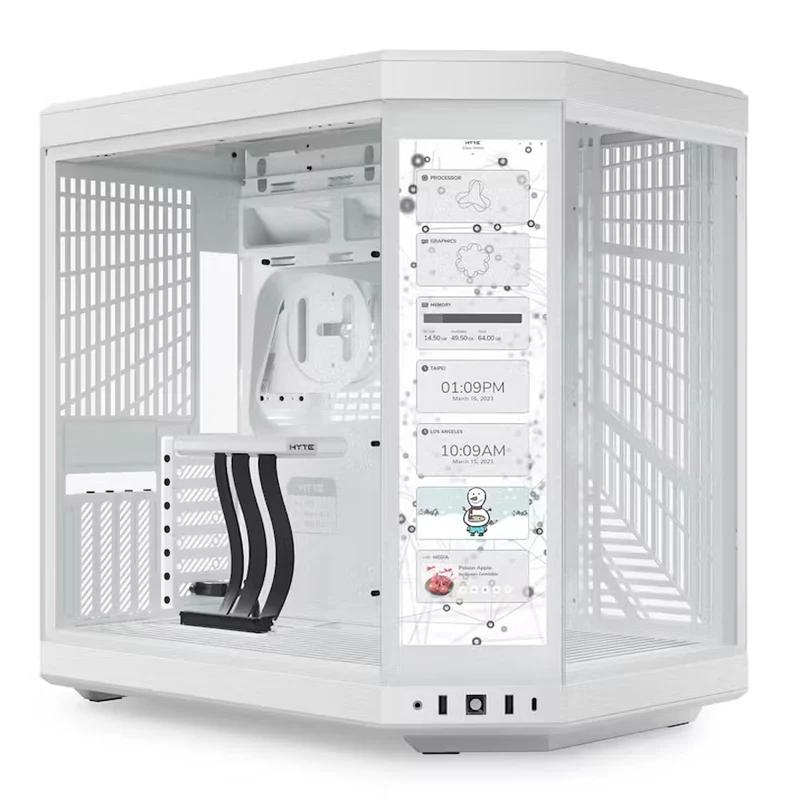 Hyte Y70 Touch LCD Dual Chamber Mid-Tower ATX Modern Aesthetic Case (Snow White, Black, Black/White, Black/Red)