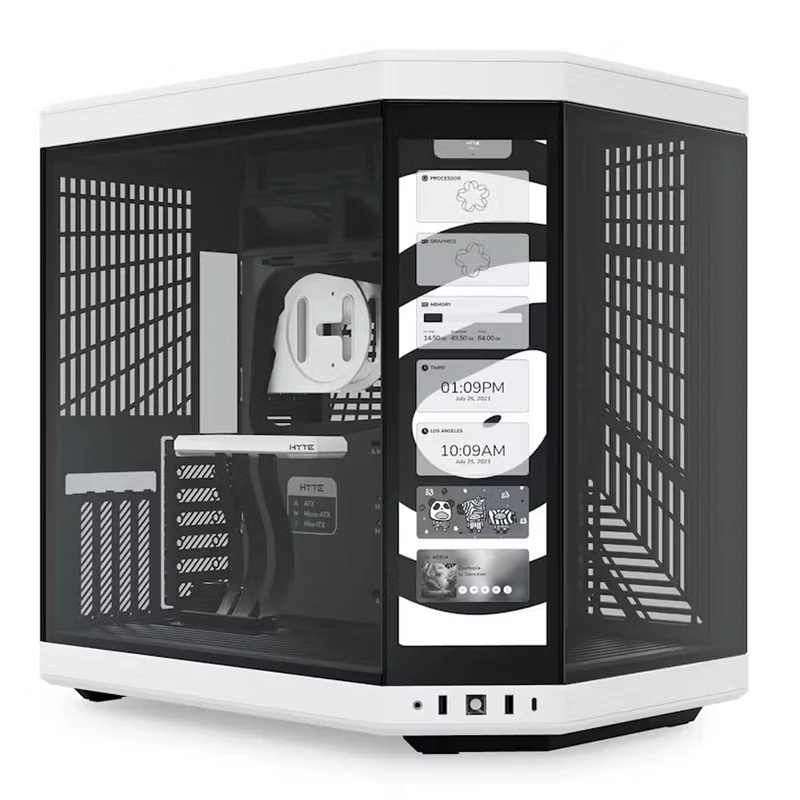 Hyte Y70 Touch LCD Dual Chamber Mid-Tower ATX Modern Aesthetic Case (Snow White, Black, Black/White, Black/Red)