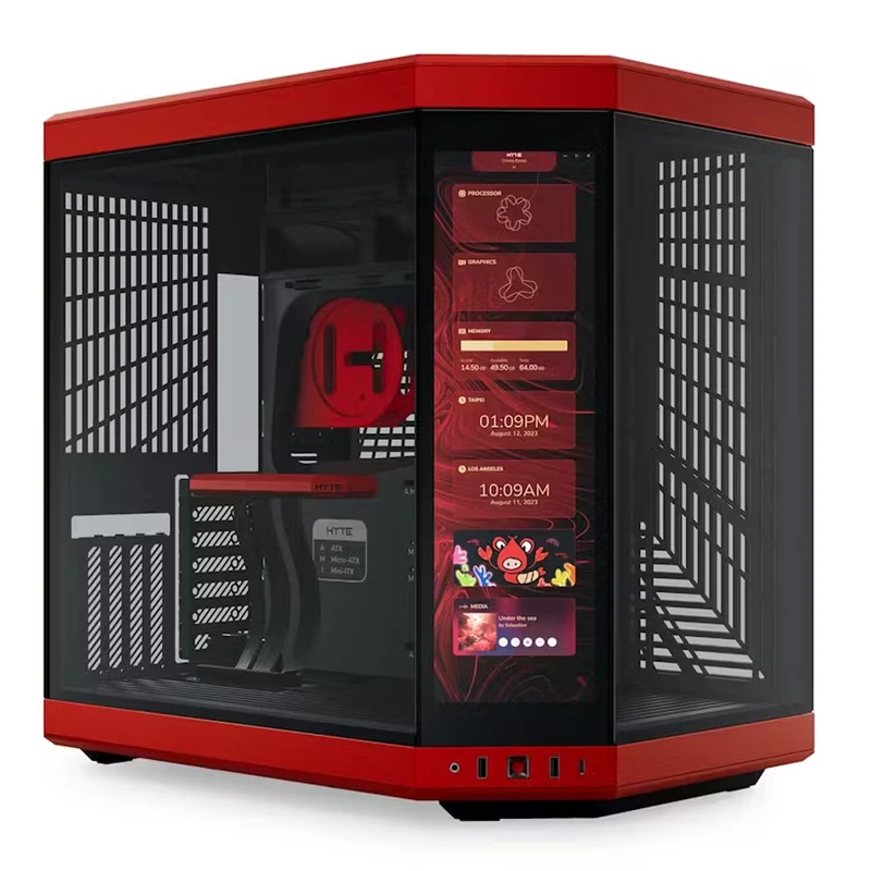 Hyte Y70 Touch LCD Dual Chamber Mid-Tower ATX Modern Aesthetic Case (Snow White, Black, Black/White, Black/Red)