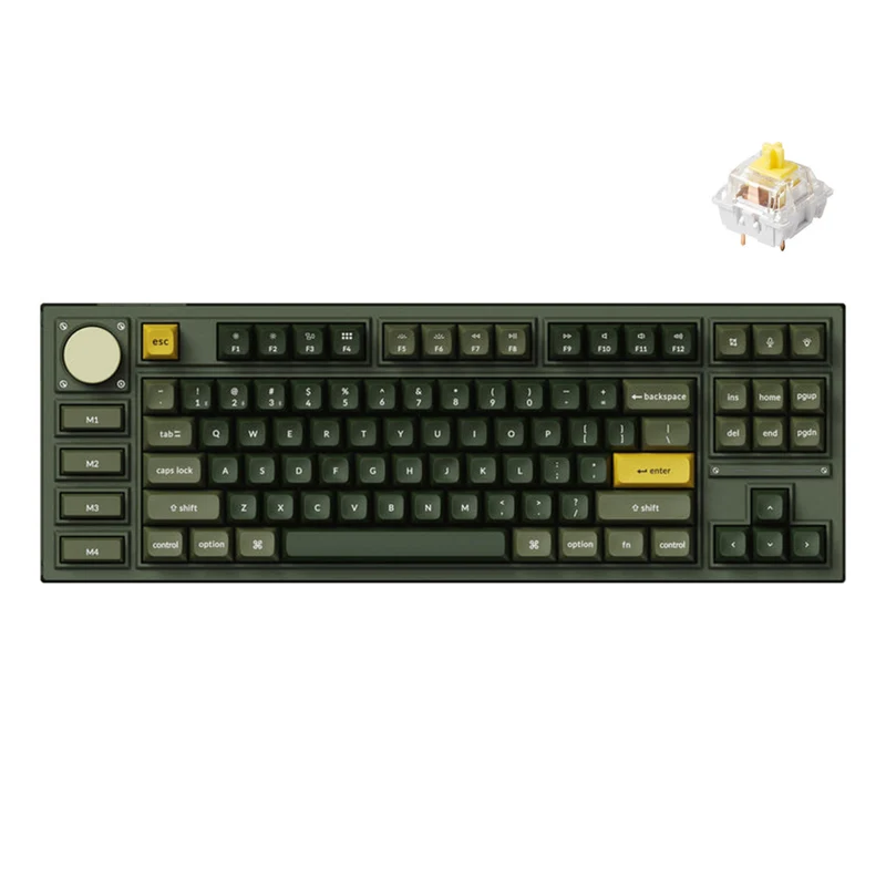 Keychron Q3 Pro QMK/Via TKL Fully Assembled Knob (Special Ed.) RGB Backlit Hot-Swappable Wireless Custom Mechanical Keyboard - Olive Green (K Pro Banana Switch) (Q3P-W4)